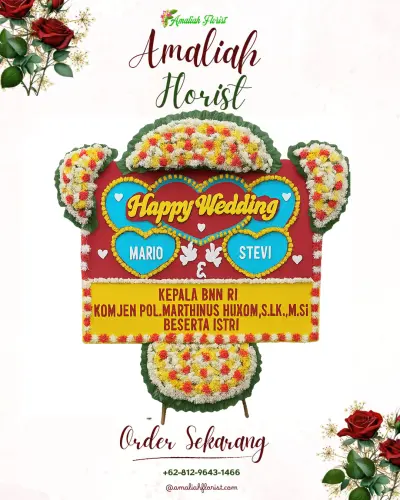 Karangan Papan Bunga Pernikahan di Sengkotek